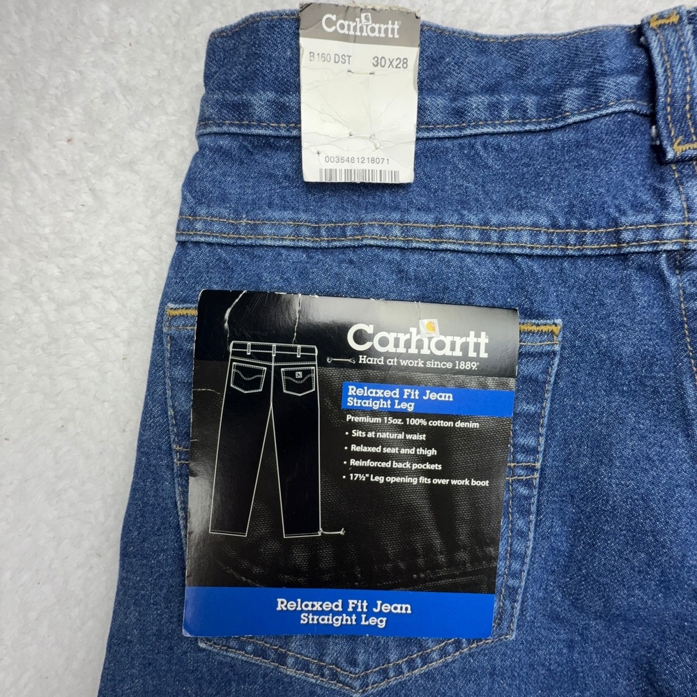 Carhartt Relaxed Fit Straight Leg Jeans Mens 30x28 B160 DST Darkstone NWT